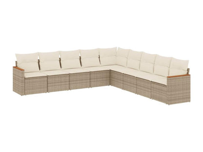Salon de jardin avec coussins 9 pcs beige résine tressée 63013DOZH