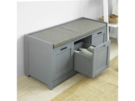 Banc de Rangement avec Coussin Rembourré Meuble d'Entrée Coffre à Chaussures FSR80-SG 10917GKEI