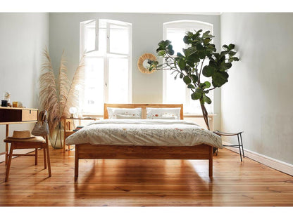 Maisonpuretop - Lit avec tête de lit en rotin 160x200 en chêne sauvage laqué 20743MRUO