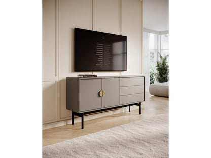 Meuble TV à deux portes - 154 cm - avec trois tiroirs - gris pierre - Maisonpuretop 66543YZQY