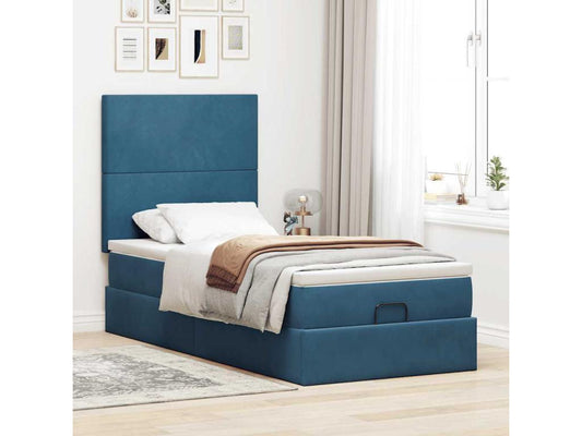Cadre de lit Artvivrestore avec matelas bleu foncé 80x200 cm velours 84106LUPN