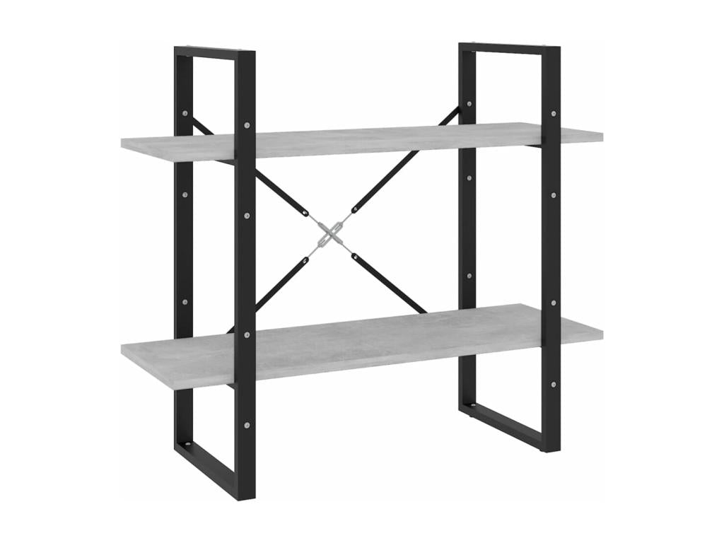 Bibliothèque à 2 niveaux Gris béton 80x30x70 cm bois ingénierie 92870EACH