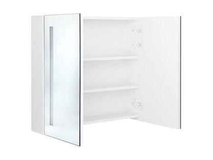 Armoire de salle de bain à miroir LED Blanc brillant 62x14x60 02956YDGR