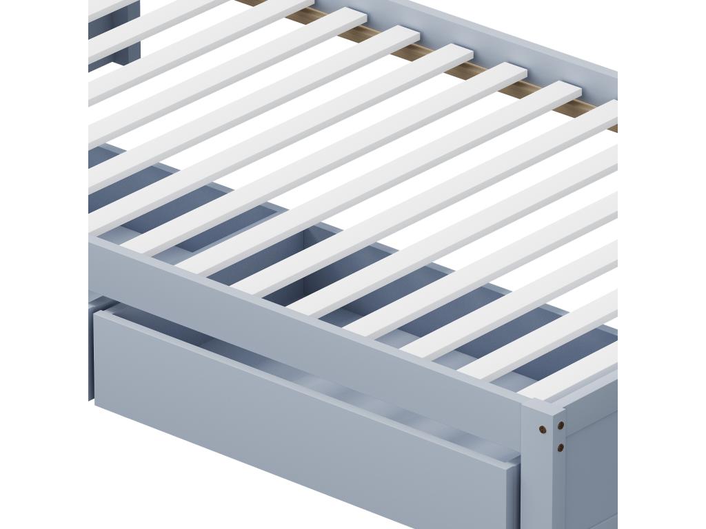 Lit simple avec 2 tiroirs et sommier à Maisonpuretop en bois - 90x200cm - Gris 37018EXLS