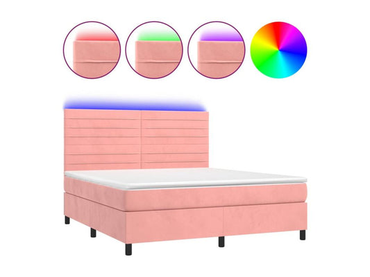 Sommier à Maisonpuretop de lit avec matelas LED Rose 180x200 Velours 70719AOYY