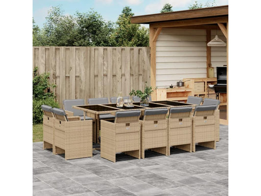 Ensemble à manger de jardin coussins 13 pièces méMaisonpuretop beige rotin 27032YWRK