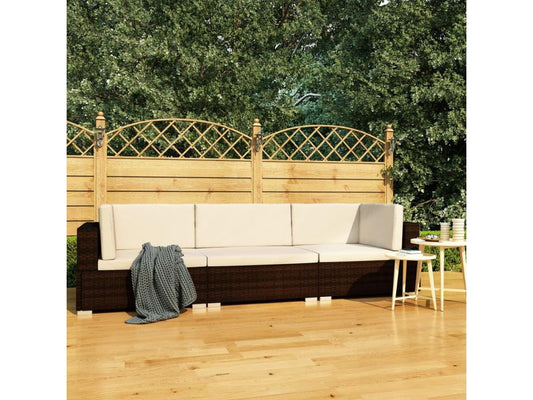 Salon de jardin 3 pcs avec coussins Résine tressée Marron 2 55388DBOQ