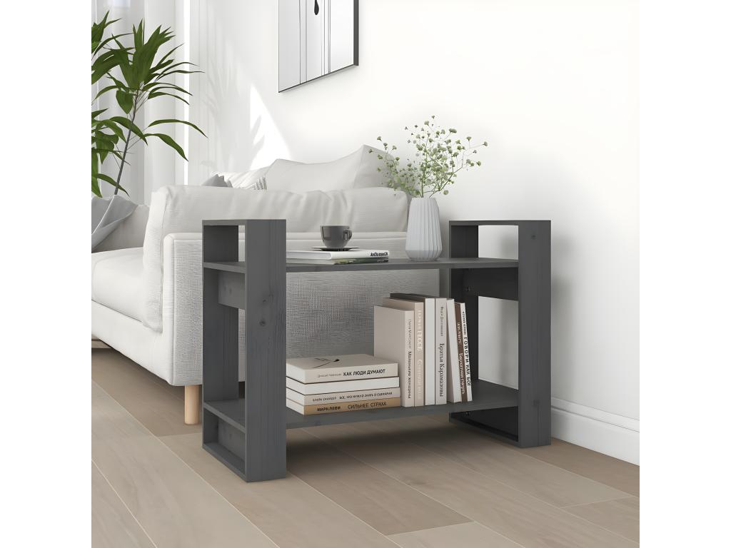 Bibliothèque/Séparateur de pièce Gris 80x35x56.5 cm Pin solide 42561BBTR