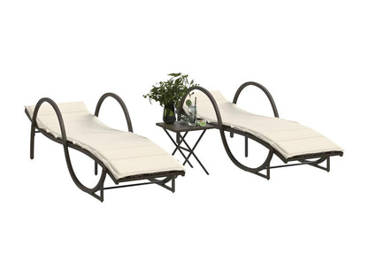 Chaises longues lot de 2 avec table marron résine tressée 21037MRAV