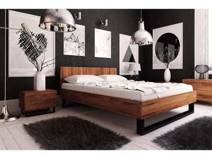 Artvivrestore - Lit 180x220 avec tête de lit en bois de coeur de hêtre huilé naturel 81035IMJE