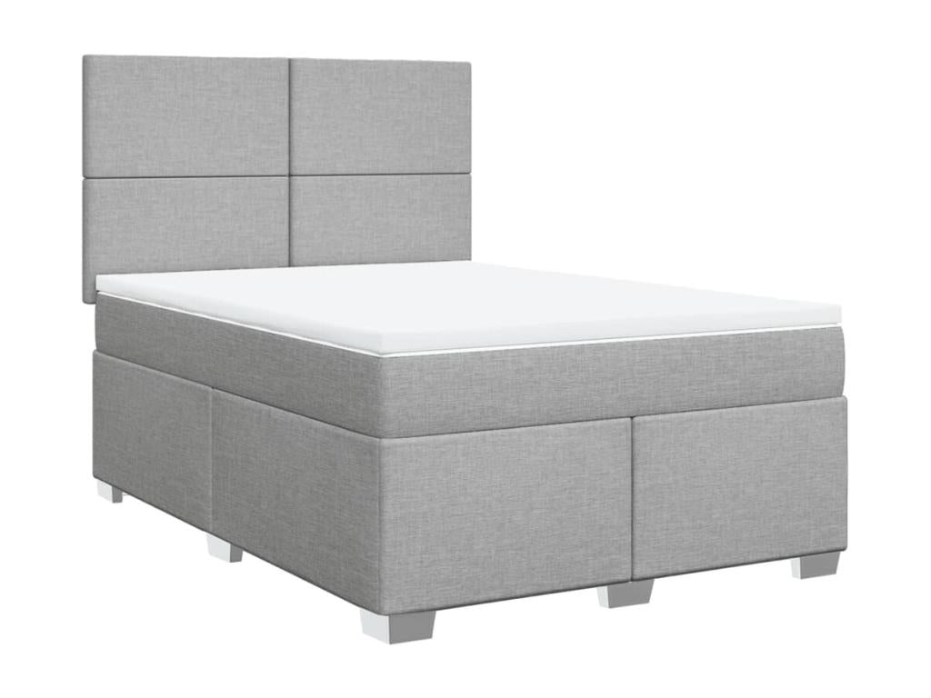 Sommier à Maisonpuretop de lit avec matelas Gris clair 140x200cm Tissu 84668GBDR