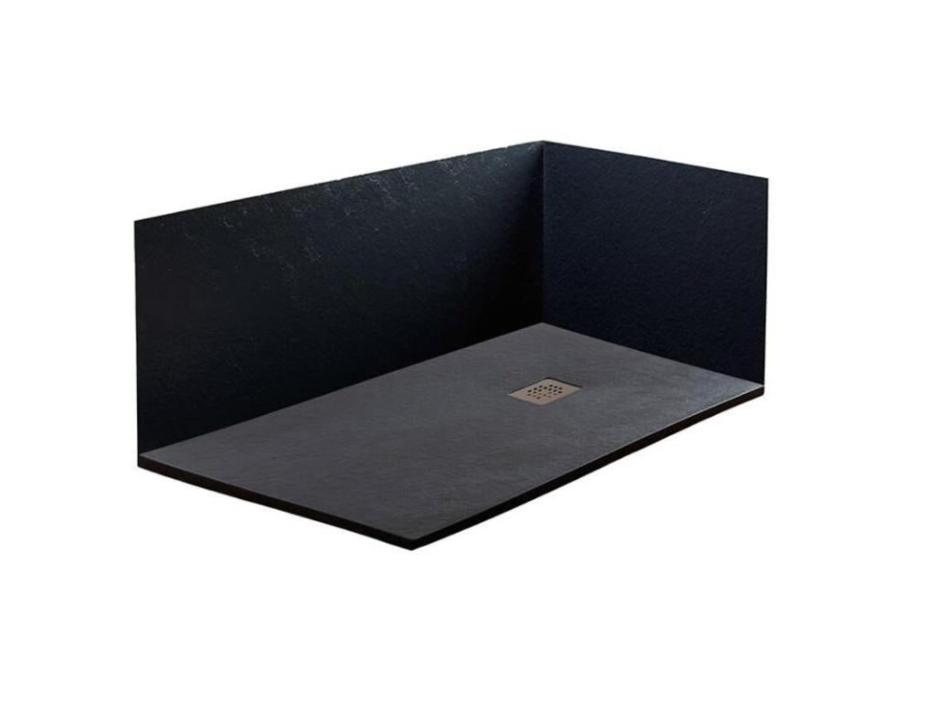 Receveur de Douche 100x135 cm Maisonpuretop Extra Slim Noir En Résine Synthétique et Poussière de Marbre Avec Vidage Gratuit 66861VKLM