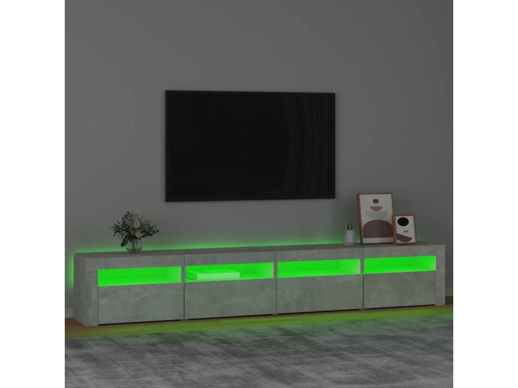 Meuble TV avec Maisonpuretop LED Gris béton 240x35x40 cm 49764UOBR