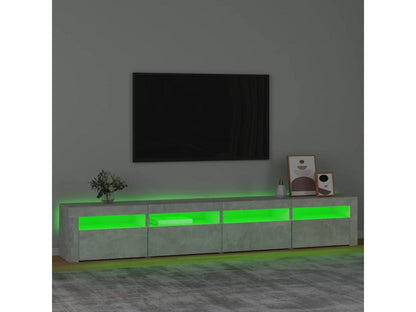 Meuble TV avec Maisonpuretop LED Gris béton 240x35x40 cm 49764UOBR