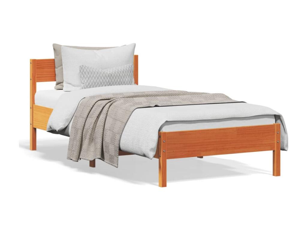 Cadre de lit sans matelas cire marron 90x190 cm bois pin massif 96227WOAH