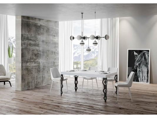 Table extensible 90x160/264 cm Karamay Premium Frêne Blanc cadre Anthracite 88059SUST