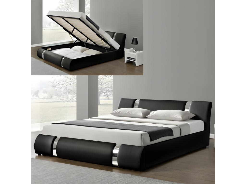 Lit Coffre Sommier Relevable Maisonpuretop - Couleurs - Noir Tailles - 160x200 16668RSYM