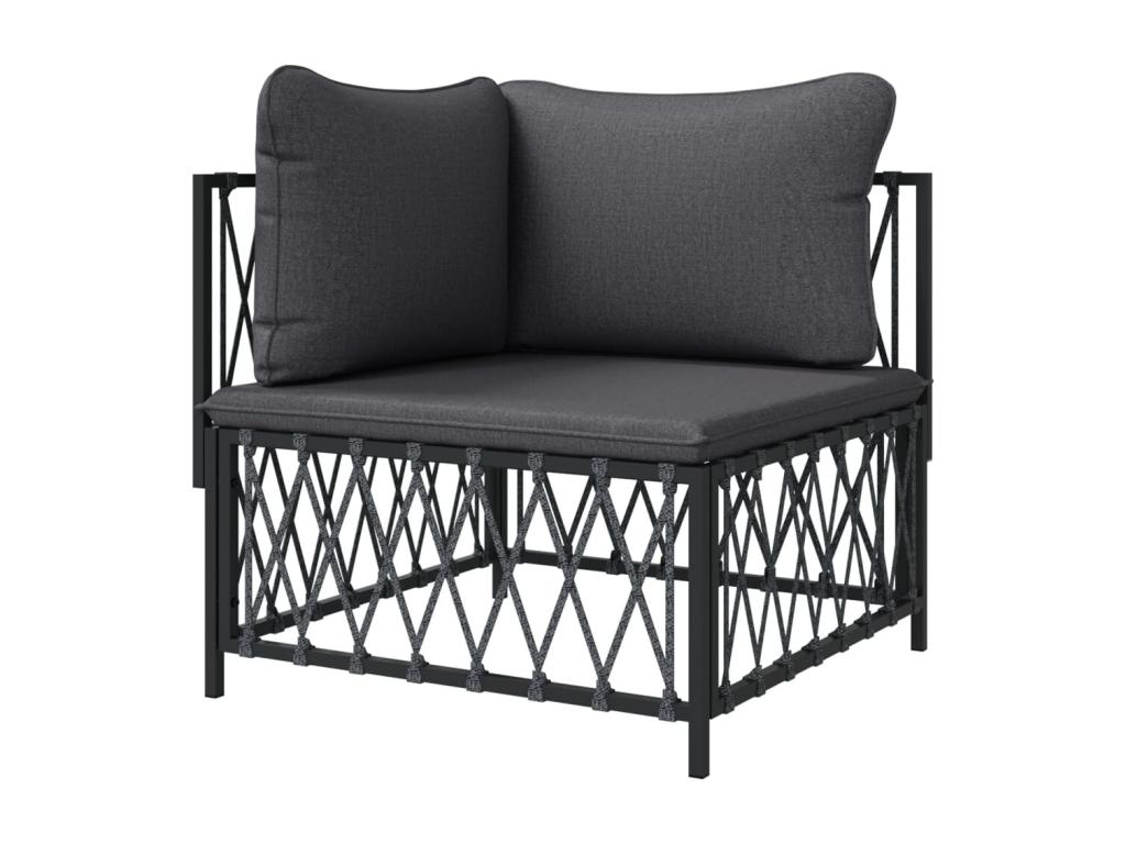 Canapé d'angle de jardin avec coussins anthracite tissu tissé 10562DZML