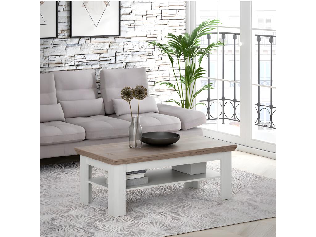Table basse 120x60 cm 2 plateaux décor chêne clair - Maisonpuretop 01288XKOV
