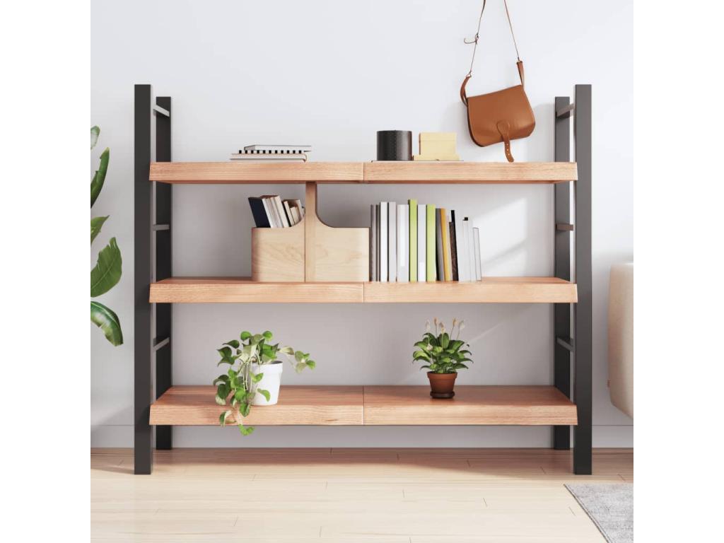 Etagère murale marron clair bois chêne massif traité 07186HRXC