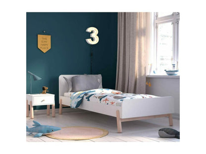 Pack lit avec matelas 90x190 cm bois massif blanc Maisonpuretop 10816OGBQ