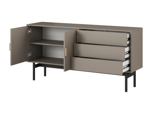 Meuble TV à deux portes - 154 cm - avec trois tiroirs - gris pierre - Maisonpuretop 66543YZQY