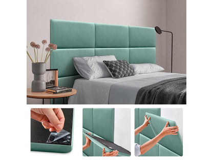 Maisonpuretop Panneaux Rembourrés en Velours Premium Autoadhésifs pour Mur Acoustique Absorbant Protection Contre les Chocs Tête de lit Turquoise 60x40cm 58307FXMG