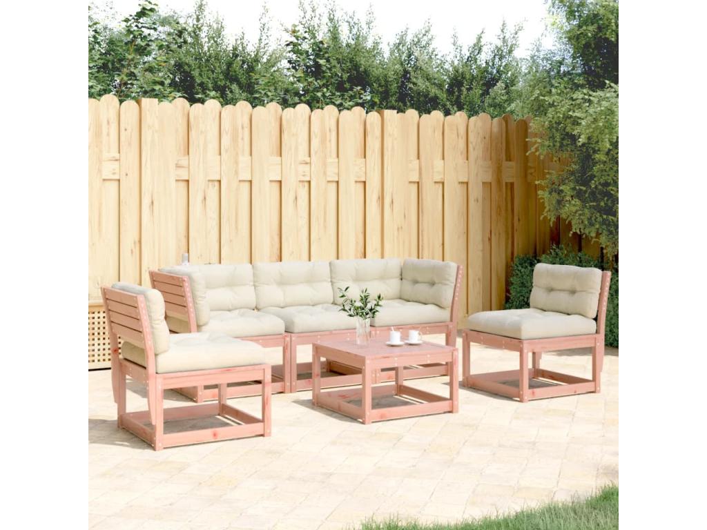 Salon de jardin 5 pièces avec coussins bois massif Artvivrestore 05376ZUHA