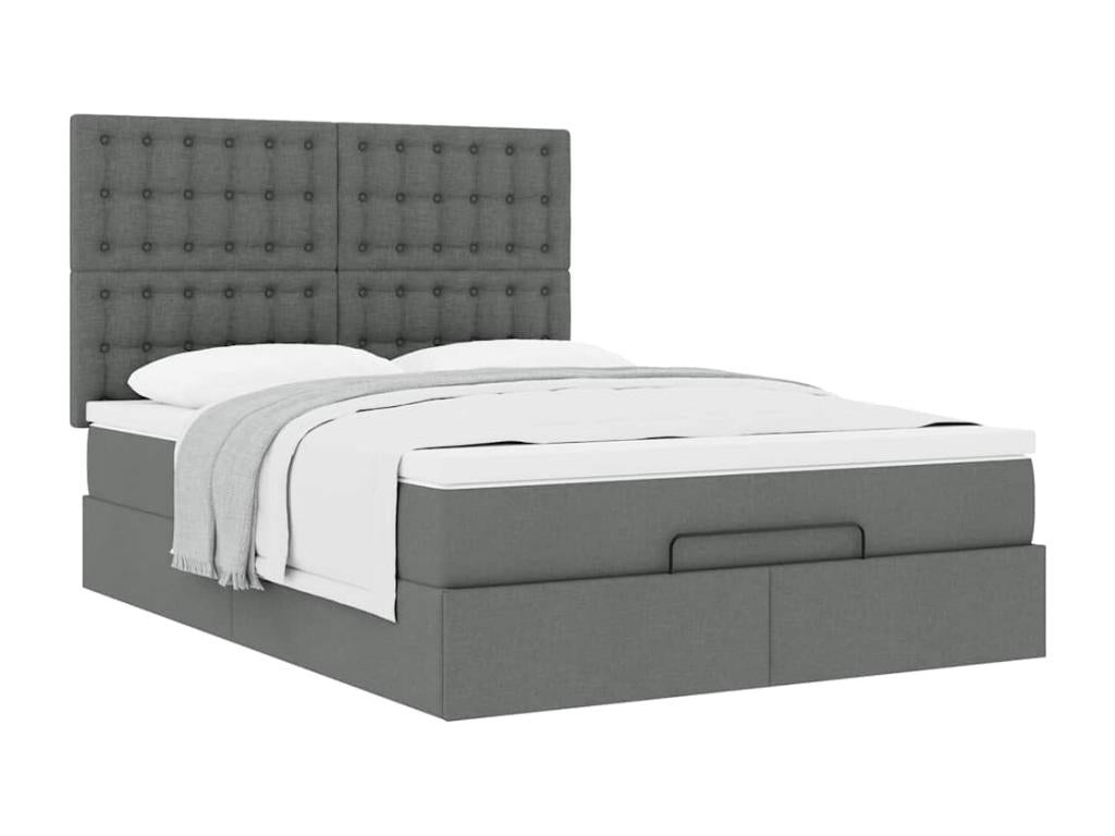 Cadre de lit Maisonpuretop avec matelas gris foncé 140x200 cm tissu 53893ZINU