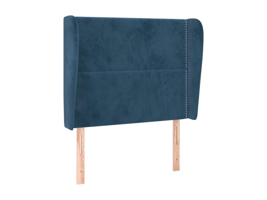 Tête de lit avec oreilles Bleu foncé 93x23x118/128 cm Velours 25060ZAJV