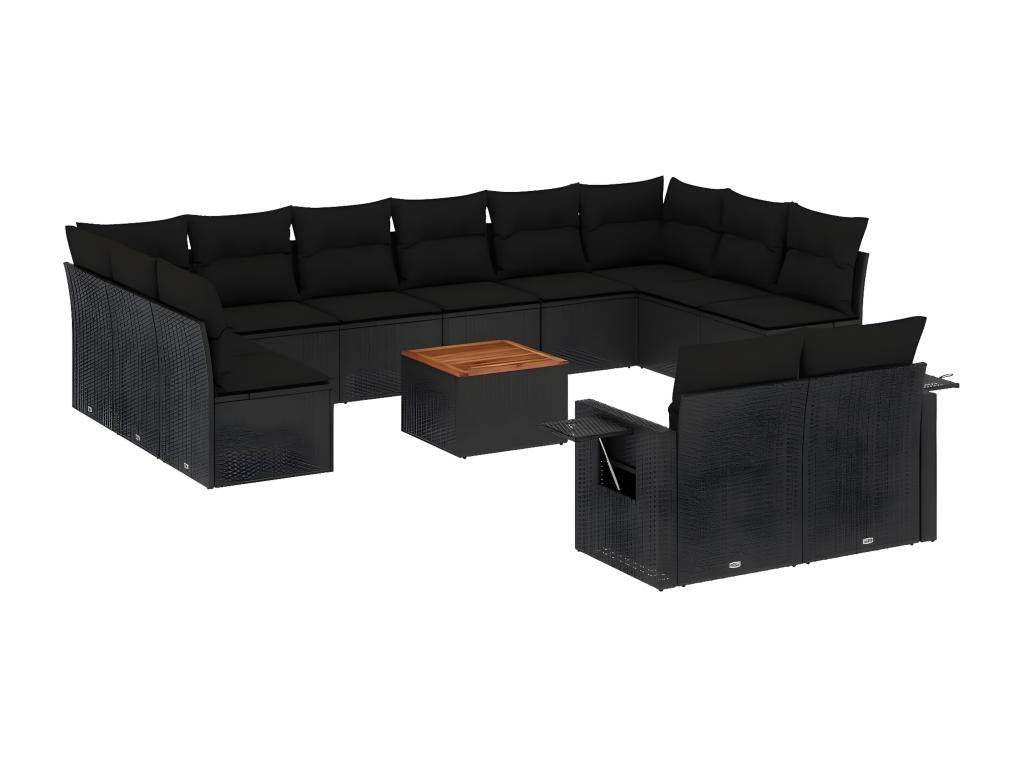 Salon de jardin avec coussins 13 pcs noir résine tressée 80700PZQI