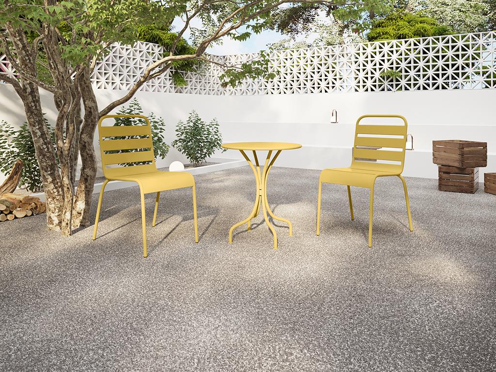 Table de jardin ronde D.60cm en métal - Jaune moutarde - Maisonpuretop 86875SWAI