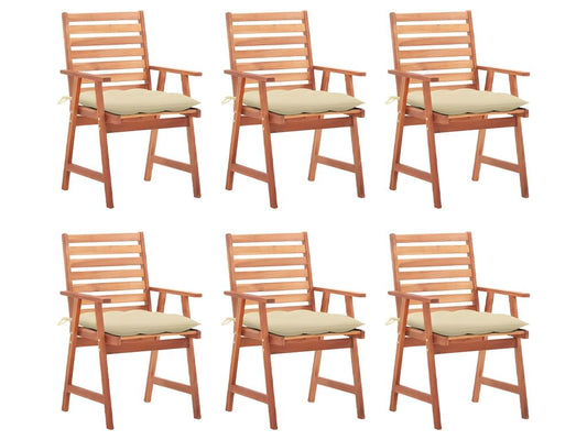 Chaises à manger d'extérieur lot de 6 et coussins Artvivrestore massif 23430ZFCM