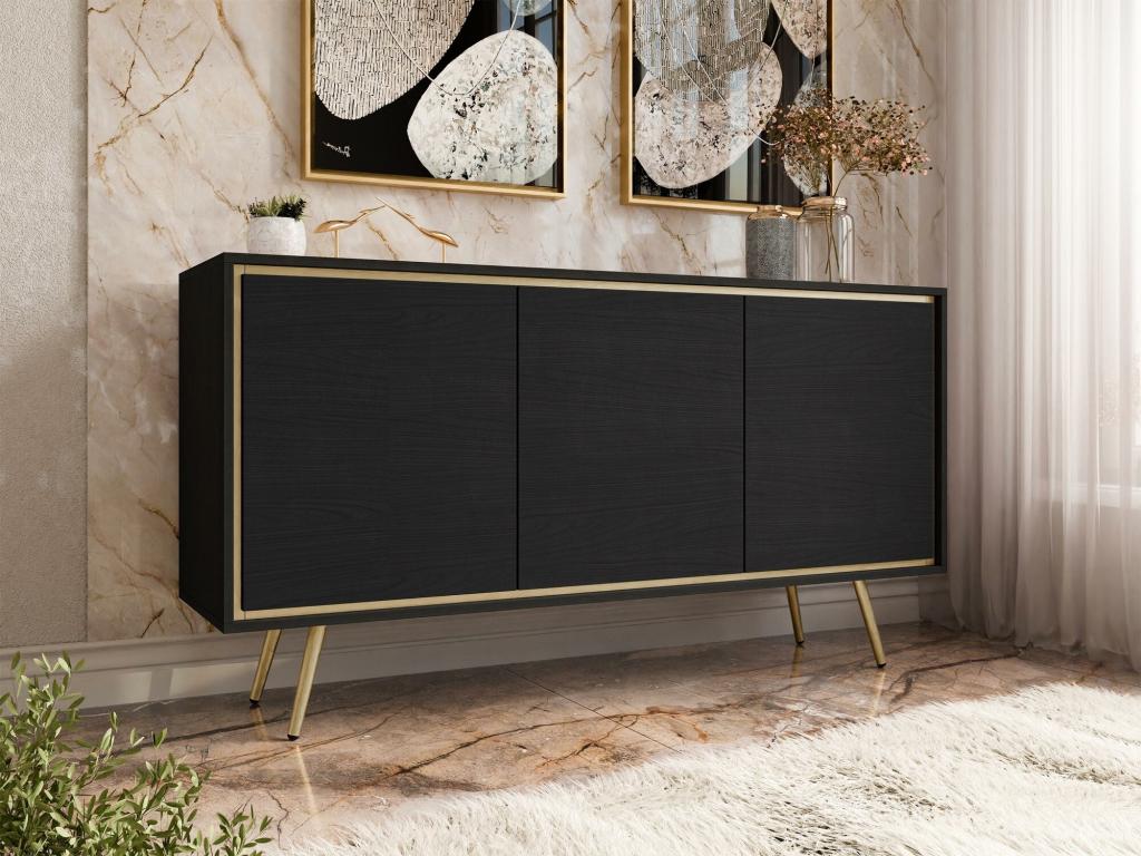 Buffet Maisonpuretop 190 Doré - Graphite 80x150x40cm Stratifié 72856SJEJ