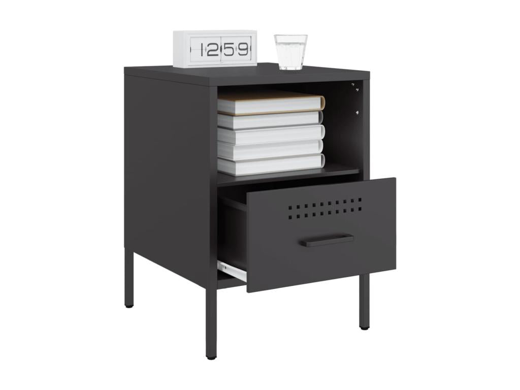 Tables de chevet 2 pcs noir 36x39x50.5 cm acier 24122ZLBQ