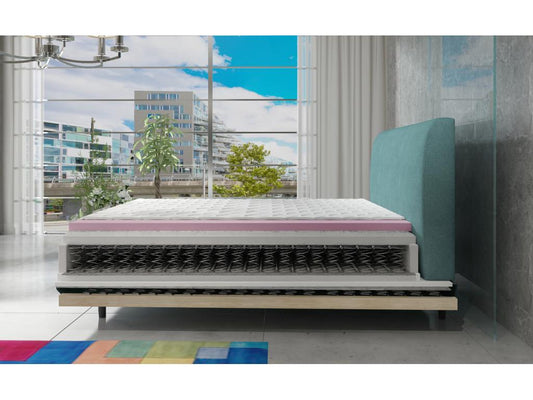 Lit boxspring 160x200 velours bleu canard sommier et matelas inclus Maisonpuretop 77348SUHE