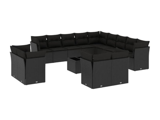 Salon de jardin avec coussins 14 pcs noir résine tressée 24273NJNU