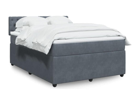Sommier à Maisonpuretop de lit et matelas Gris foncé 160x200cm Velours 85837ZHAU
