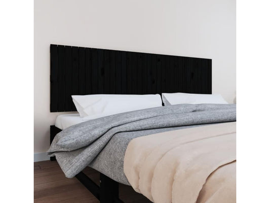 Tête de lit murale Noir 204x3x60 Bois massif de pin 86178XKIV