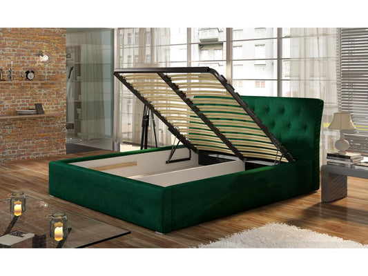 Lit velours capitonné Maisonpuretop-Couleur Gris-180x200-Version coffre de rangement 93195ONCJ