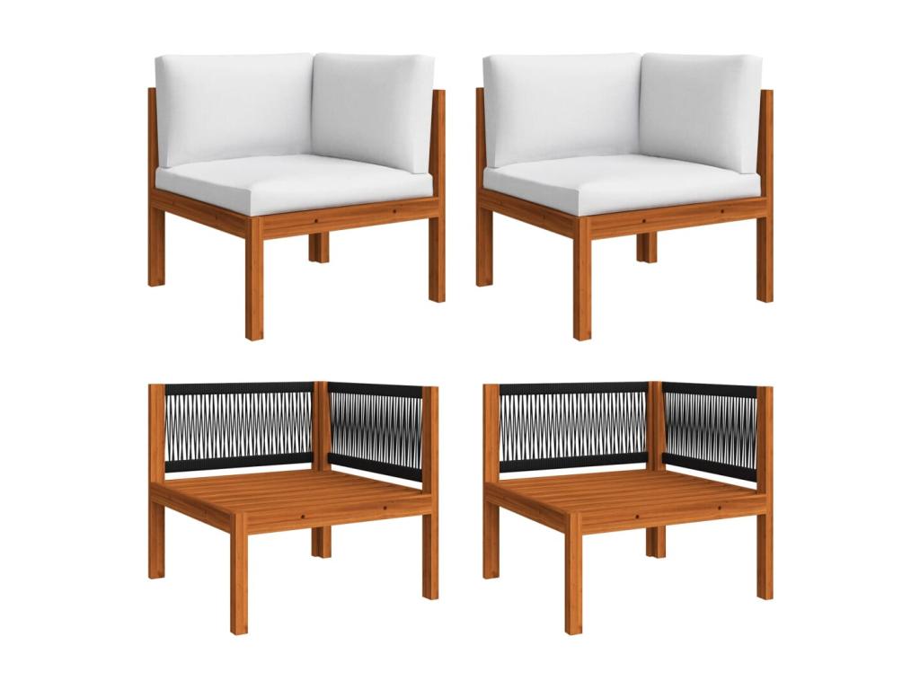 Salon de jardin 5 pcs avec coussins Crème Bois d'Maisonpuretop solide 62679GAGP