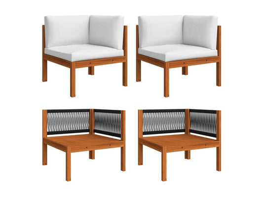 Salon de jardin 5 pcs avec coussins Crème Bois d'Maisonpuretop solide 62679GAGP