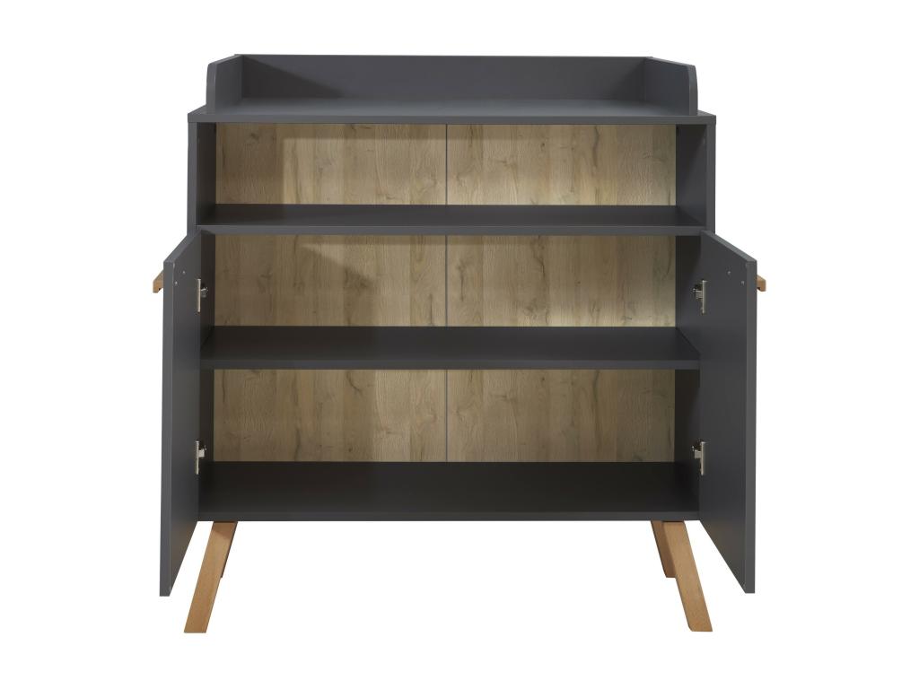 Meuble Bébé-Enfant - Commode avec plan à langer - Mélaminé - Gris - 96 - 103 - 77 cm 76708UYGV