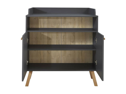 Meuble Bébé-Enfant - Commode avec plan à langer - Mélaminé - Gris - 96 - 103 - 77 cm 76708UYGV