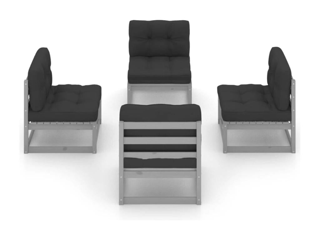 Salon de jardin 4 pièces avec coussins Bois de pin massif 27440URLT