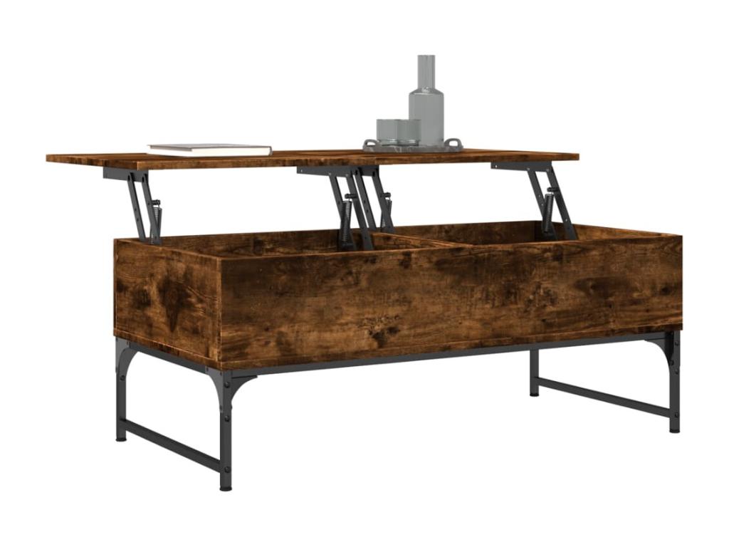 Table basse chêne fumé 100x50x40 bois d'ingénierie et métal 41551GDII