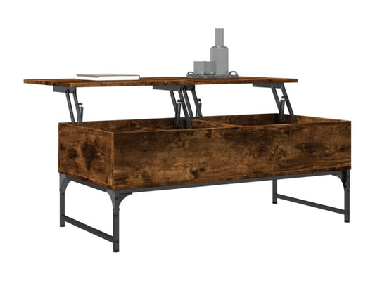 Table basse chêne fumé 100x50x40 bois d'ingénierie et métal 41551GDII