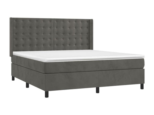 Lit à sommier tapissier et matelas Gris foncé 160x200cm Velours 64484RWVV