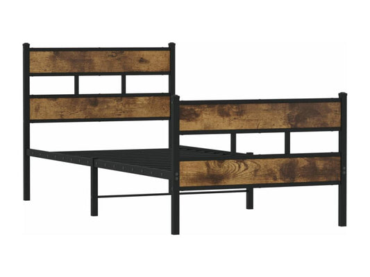 Cadre de lit en métal sans matelas chêne fumé 90x190 cm 96246XIPB
