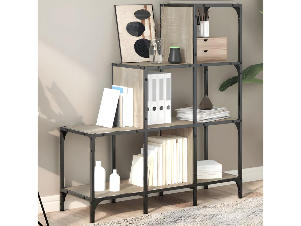 Bibliothèque chêne Artvivrestore 92x30x102 cm bois ingénierie et métal 40794QXFG